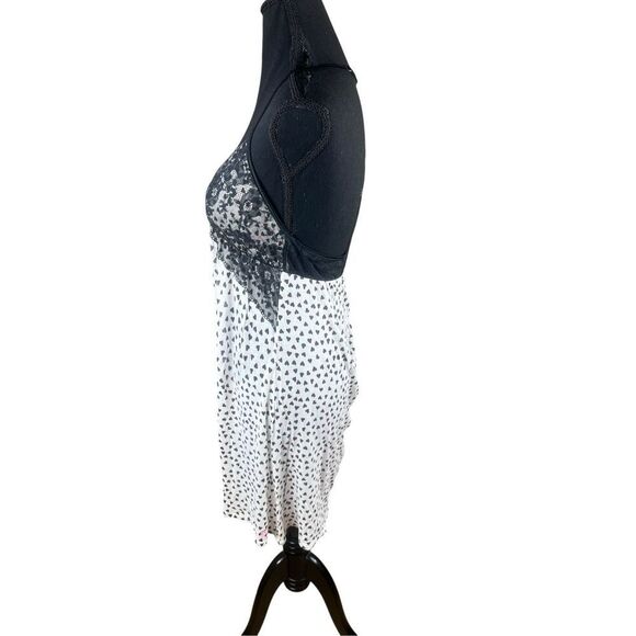 Victoria secrets Medium black lace hearts cotton sleep dress pajamas - Picture 3 of 6
